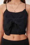 Fiyonklu Yazlık Triko Crop Etek Takım SİYAH LNS0036