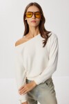 Geniş Yaka Yumoş Bluz KEMİK LUB0286
