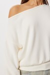 Geniş Yaka Yumoş Bluz KEMİK LUB0286
