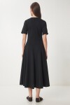 Godeli Midi Dokuma Elbise SİYAH LUB0091