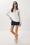 Gömlek Yaka Modal Sweatshirt KEMİK LXA0018