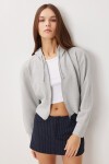 Kapüşonlu Fermuarlı Selanik Sweatshirt TAŞ GRİSİ LXA0025