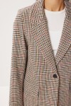 Kareli Vatkalı Düz Blazer Ceket KEMİK SİYAH LXA0019