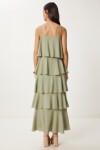 Katlı Yazlık Uzun Keten Elbise ÇAĞLA YEŞİLİ LNS0040