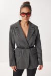 Kemerli Çizgili Kaşe Blazer Ceket ANTRASİT LFN0144
