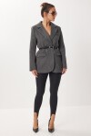 Kemerli Çizgili Kaşe Blazer Ceket ANTRASİT LFN0144