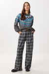 Kemerli Kareli Poliviskon Pantolon LACİVERT LRG0049