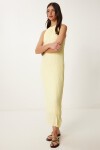 Kırışık Efektli Yazlık Pamuklu Elbise SARI LGK0005