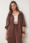 Oversize Modal Gömlek Pantolon Takım 58691 KAHVERENGİ LDP0038