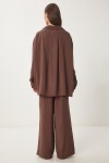 Oversize Modal Gömlek Pantolon Takım 58691 KAHVERENGİ LDP0038