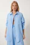Oversize Müslin Gömlek Pantolon Takım GÖK MAVİ LSA0014