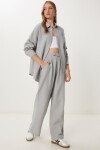 Oversize Müslin Gömlek Pantolon Takım GRİ LSA0014