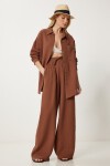Oversize Müslin Gömlek Pantolon Takım KAHVERENGİ LSA0014