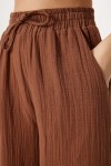 Oversize Müslin Gömlek Pantolon Takım KAHVERENGİ LSA0014