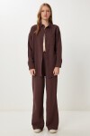 Oversize Müslin Gömlek Pantolon Takım KOYU KAHVERENGİ LSA0014