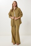 Oversize Müslin Gömlek Pantolon Takım ZEYTİN YEŞİLİ LSA0014