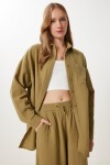 Oversize Müslin Gömlek Pantolon Takım ZEYTİN YEŞİLİ LSA0014