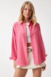 Oversize Uzun Basic Gömlek PEMBE LMX0106