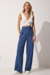 Pilili Bol Paça Pantolon KOYU MAVİ LGK0002