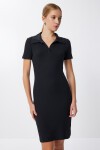 Polo Yaka Fitilli Mini Örme Elbise SİYAH LMX0110