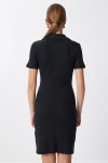 Polo Yaka Fitilli Mini Örme Elbise SİYAH LMX0110