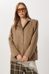 Regular Kesim Suni Süet Blazer Ceket VİZON LRG0055