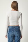 V Yaka 2li Paket Crop Örme Bluz SİYAH BEYAZ LUB0092
