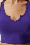 Askılı Crop Örme Bluz MOR LOW0039