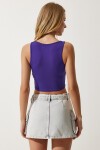 Askılı Crop Örme Bluz MOR LOW0039