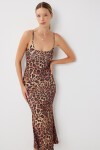Askılı Desenli Sandy Elbise SİYAH CAMEL LKT0022