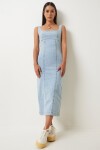 Askılı Midi Denim Elbise AÇIK MAVİ LOK0001