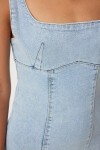 Askılı Midi Denim Elbise AÇIK MAVİ LOK0001