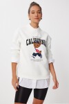 Ayıcık Armalı Baskılı Oversize Örme Sweatshirt EKRU LMC0074