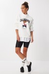 Ayıcık Armalı Baskılı Oversize Örme Sweatshirt EKRU LMC0074