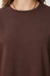 Basic Oversize Örme T-shirt KAHVERENGİ LHW0003