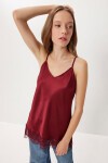 Dantelli Saten Yüzeyli Kamisol Bluz BORDO LNT0024