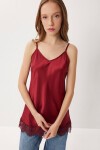 Dantelli Saten Yüzeyli Kamisol Bluz BORDO LNT0024