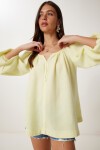 Düğmeli Müslin Bluz SARI LMX0088