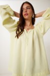 Düğmeli Müslin Bluz SARI LMX0088