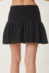 Fistolu Örme Mini Şort Etek SİYAH LNJ0024