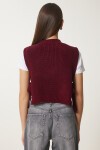 Fiyonklu Bağlamalı Crop Triko Süveter BORDO LMT0025