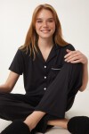 Gömlek Alt Örme Pijama Takımı SİYAH LPQ0005