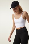 İnce Askılı Örme Spor Sütyeni BEYAZ LOW0007
