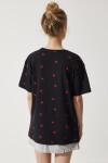 Kalpli %100 Pamuk Oversize Uzun Örme T-shirt SİYAH LNJ0023