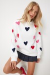 Kalpli Dokulu Şardonlu Örme Sweatshirt EKRU LNJ0016