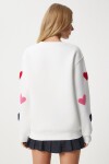 Kalpli Dokulu Şardonlu Örme Sweatshirt EKRU LNJ0016