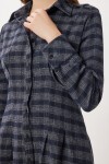 Kareli Midi Dokuma Elbise LACİVERT GRİ LLW0001