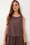 Kolsuz Bluz Pantolon Takım KAHVERENGİ LMC0058