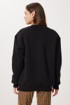 Leopar Baskılı Oversize Şardonlu Örme Sweatshirt SİYAH LMC0078
