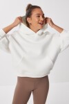 Oversize Kapüşonlu Şardonlu Örme Sweatshirt EKRU LMC0073